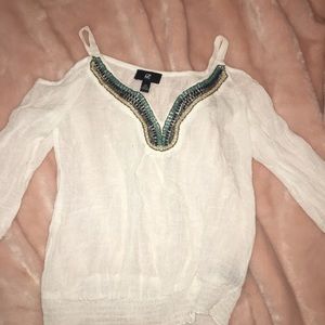 Three quarter length sleeve white shirt!